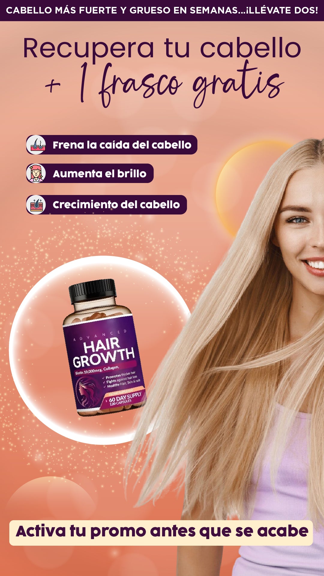Hairgrowth| El secreto para tu cabello hermso, en promo 2x1.