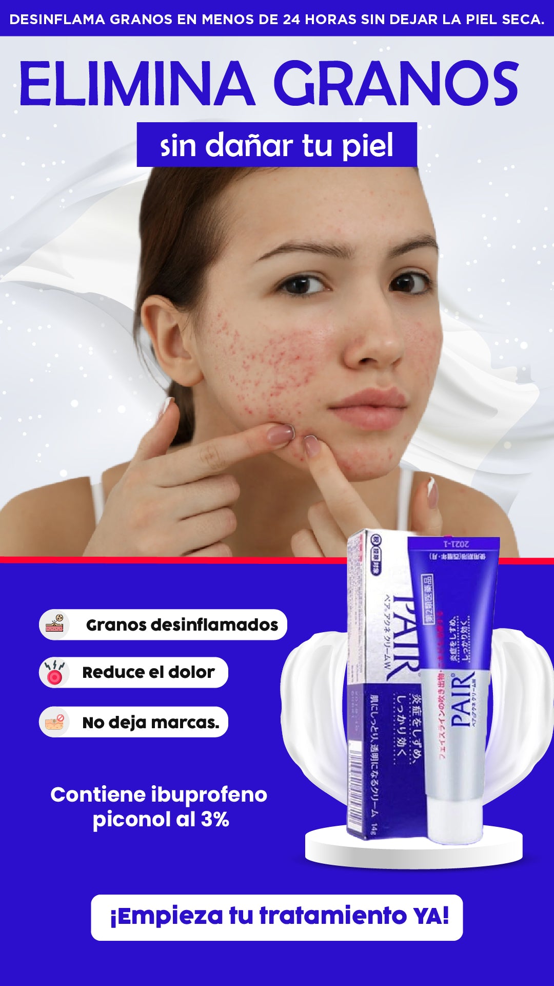 Acne Pair Cream| Piel limpia, suave y sin inflamación.