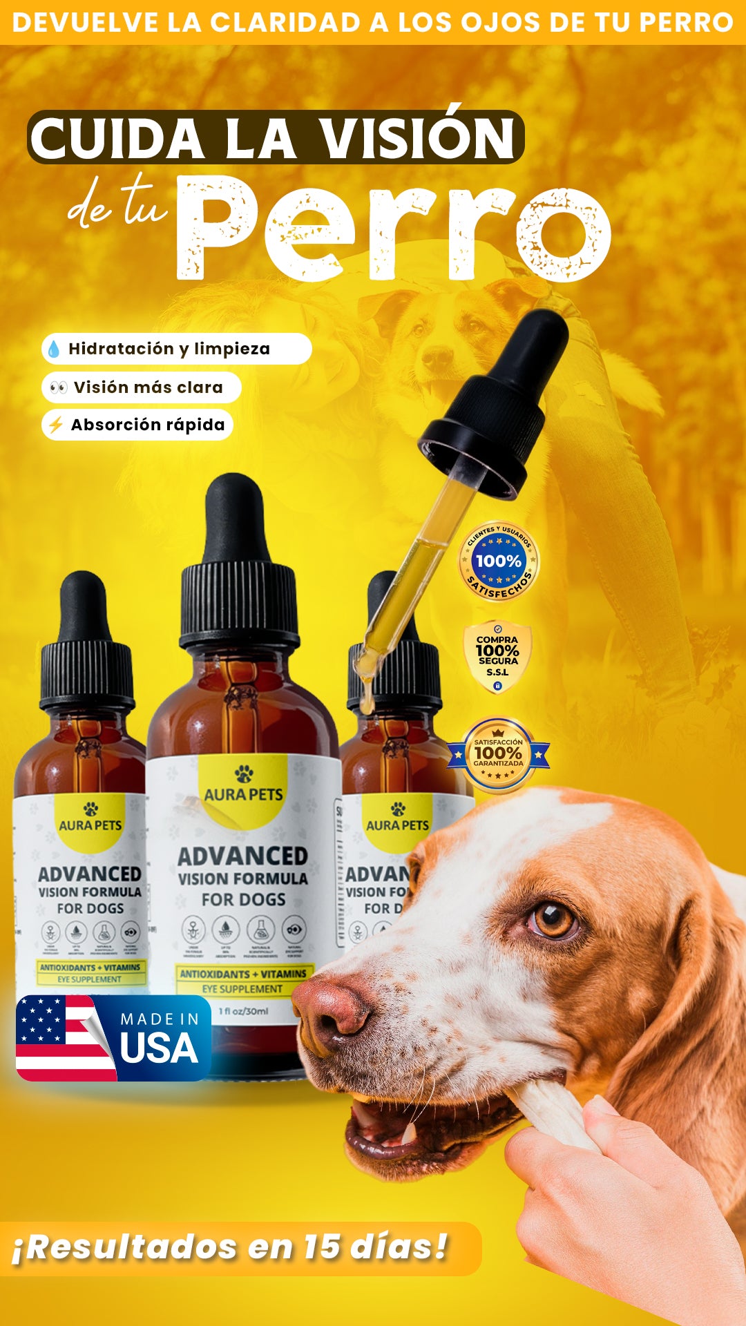 Aura Pets | Gotas para el bienestar ocular de su perro.